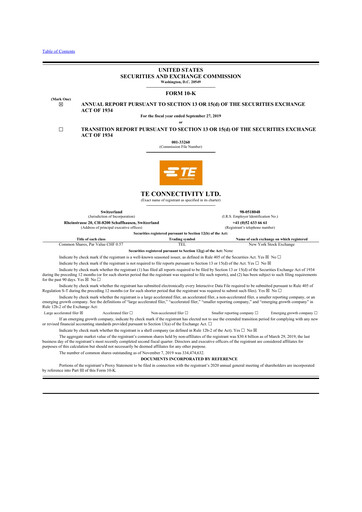 Thumbnail TE Connectivity
 10-K Annual Report 2019