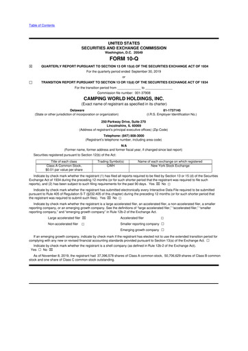 Thumbnail Camping World
 10-Q Quarterly Report FY2019 