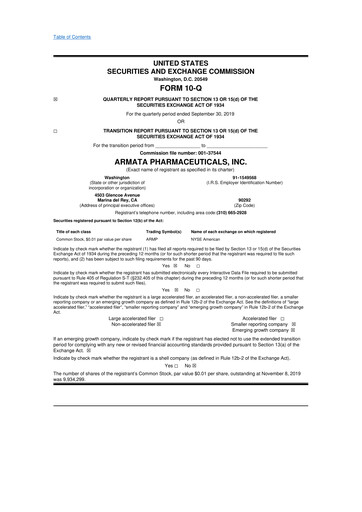 Thumbnail Armata Pharmaceuticals 10-Q Quarterly Report FY2019 