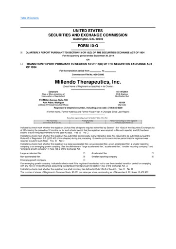 Vorschaubild Tempest Therapeutics 10-Q Quartalsbericht 2019 