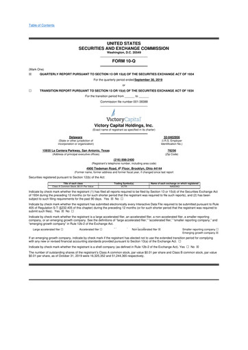 Vorschaubild Victory Capital 10-Q Quartalsbericht 2019 