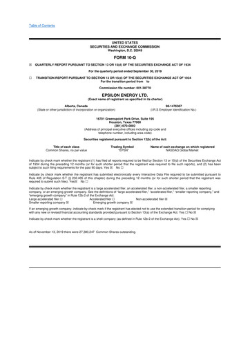 Vorschaubild Epsilon Energy 10-Q Quartalsbericht 2019 