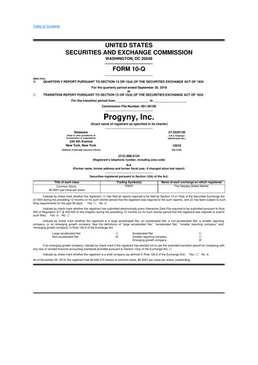 Thumbnail Progyny 10-Q Quarterly Report FY2019 