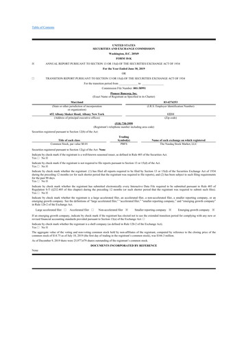 Thumbnail Pioneer Bancorp 10-K Annual Report 2019