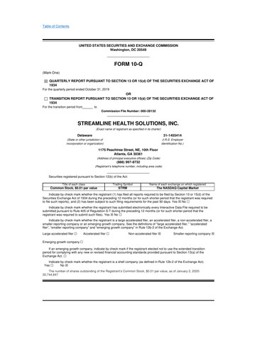 Thumbnail Streamline Health Solutions 10-Q Quarterly Report FY2019 