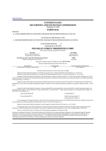 Thumbnail Franklin Street Properties 10-K Annual Report 2019