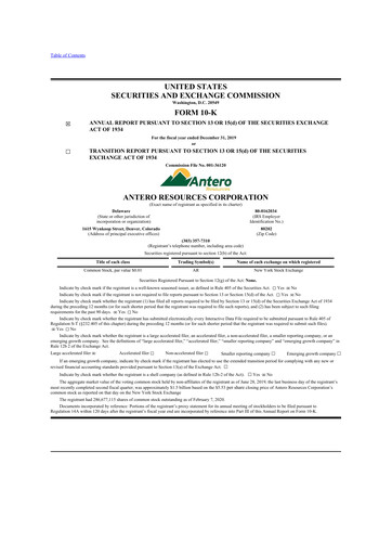 Thumbnail Antero Resources
 10-K Annual Report 2019