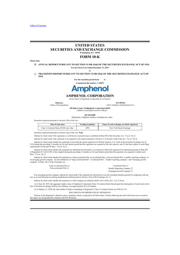 Thumbnail Amphenol 10-K Annual Report 2019