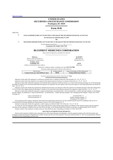 Thumbnail Blueprint Medicines
 10-K Annual Report 2019