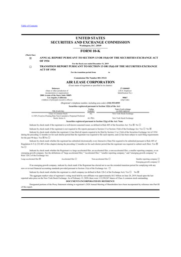 Thumbnail Air Lease Corporation
 10-K Annual Report 2019