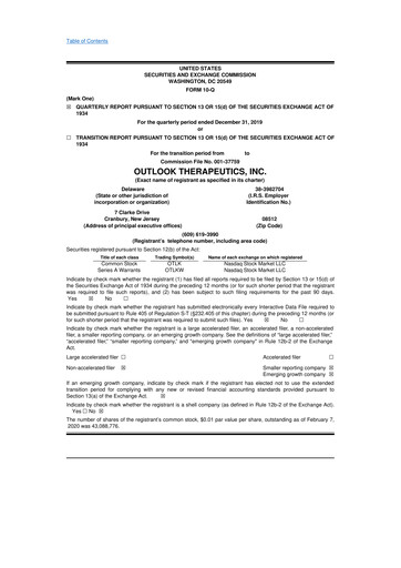 Thumbnail Outlook Therapeutics
 10-Q Quarterly Report FY2020 