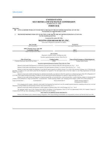 Thumbnail Westwater Resources
 10-K Annual Report 2019