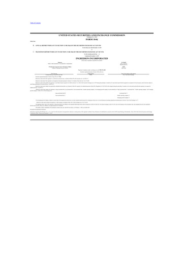 Thumbnail Ingredion 10-K Annual Report 2019