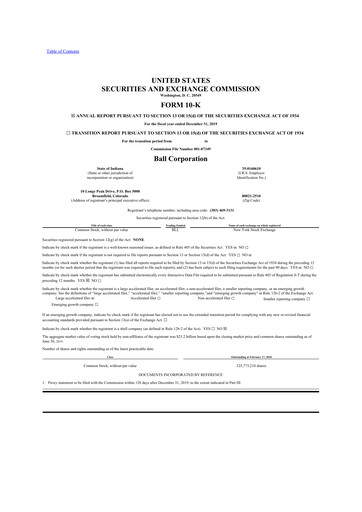 Thumbnail Ball Corporation
 10-K Annual Report 2019