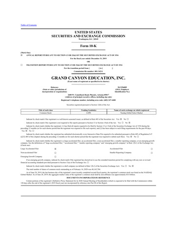 Thumbnail Grand Canyon Education 10-K Annual Report 2019