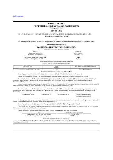 Thumbnail Watts Water Technologies
 10-K Annual Report 2019