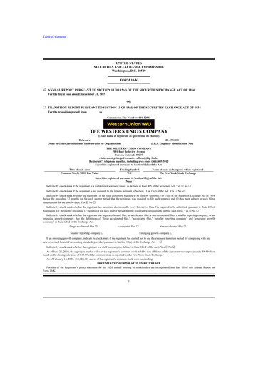 Thumbnail Western Union 10-K Annual Report 2019