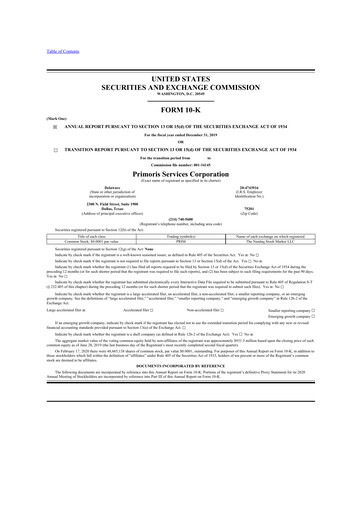 Thumbnail Primoris Services Corporation
 10-K Annual Report 2019