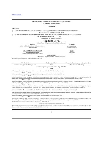 Thumbnail TopBuild 10-K Annual Report 2019