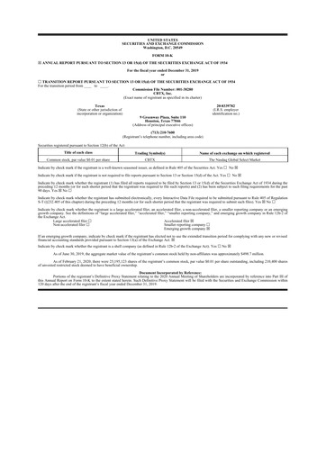 Miniature Stellar Bancorp 10-K Rapport annuel 2019