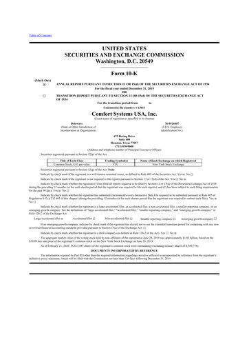 Thumbnail Comfort Systems USA 10-K Annual Report 2019