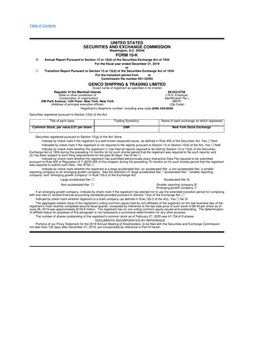 Thumbnail Genco Shipping & Trading 10-K Annual Report 2019