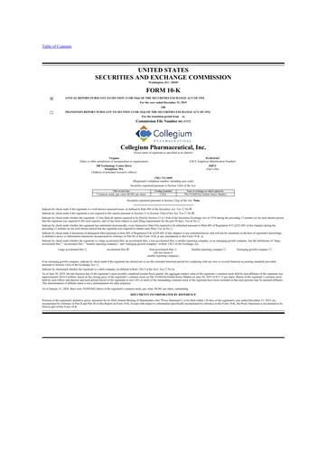 Thumbnail Collegium Pharmaceutical
 10-K Annual Report 2019