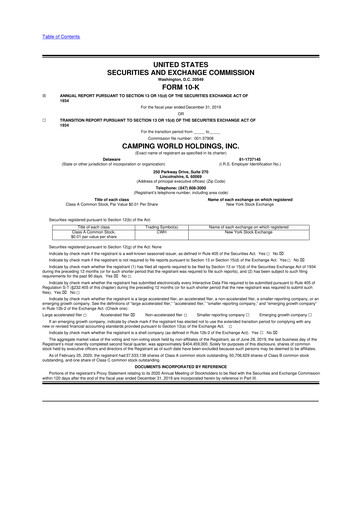Thumbnail Camping World
 10-K Annual Report 2019