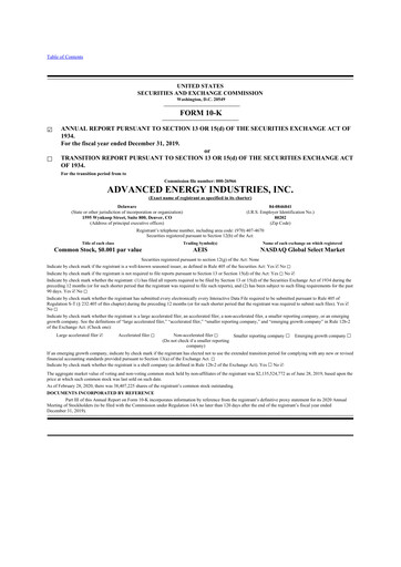 Thumbnail Advanced Energy 10-K Annual Report 2019