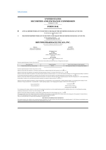 Vorschaubild Rhythm Pharmaceuticals 10-K Jahresbericht 2019