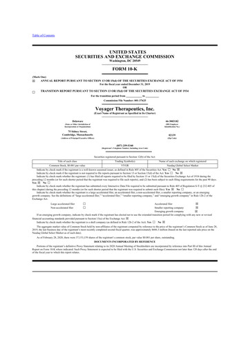 Thumbnail Voyager Therapeutics
 10-K Annual Report 2019