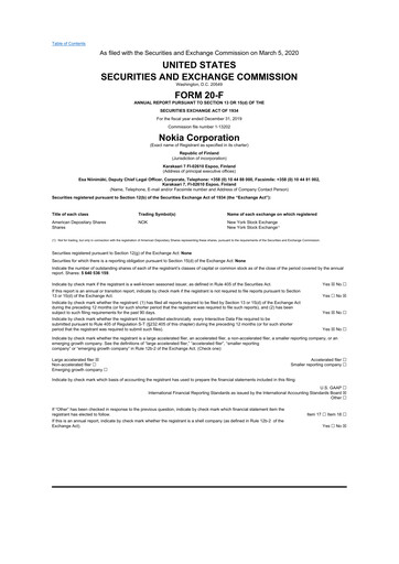 Vorschaubild Nokia 20-F Jahresbericht 2019