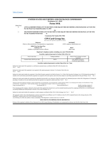 Thumbnail CPI Card Group 10-K Annual Report 2019