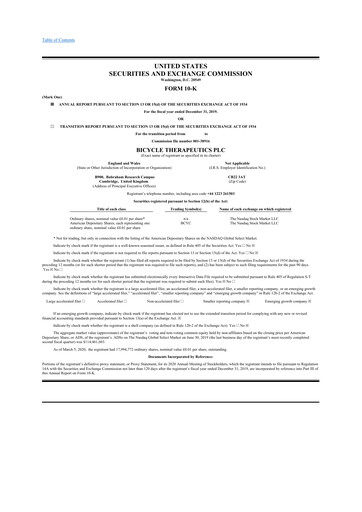 Vorschaubild Bicycle Therapeutics 10-K Jahresbericht 2019