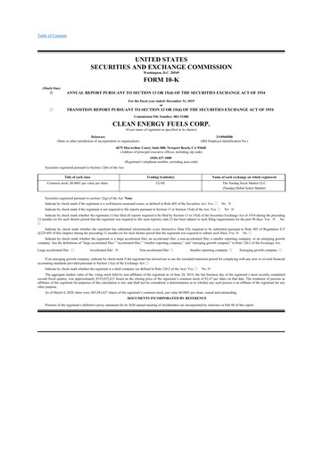Thumbnail Clean Energy Fuels 10-K Annual Report 2019