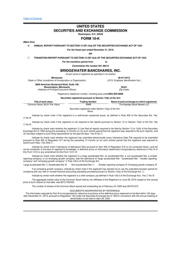 Thumbnail Bridgewater Bancshares 10-K Annual Report 2019