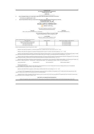 Thumbnail Ready Capital
 10-K Annual Report 2019
