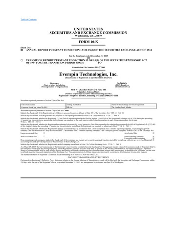 Thumbnail Everspin Technologies 10-K Annual Report 2019