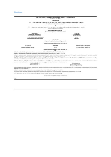 Thumbnail HarborOne Bancorp
 10-K Annual Report 2019