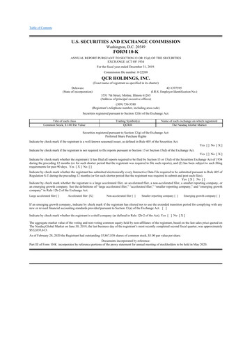 Thumbnail QCR Holdings
 10-K Annual Report 2019