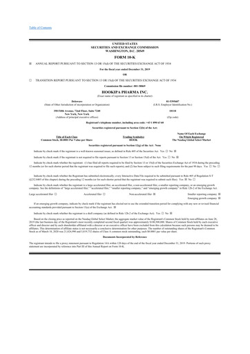 Miniature HOOKIPA Pharma 10-K Rapport annuel 2019