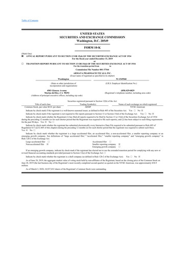 Vorschaubild Armata Pharmaceuticals 10-K Jahresbericht 2019