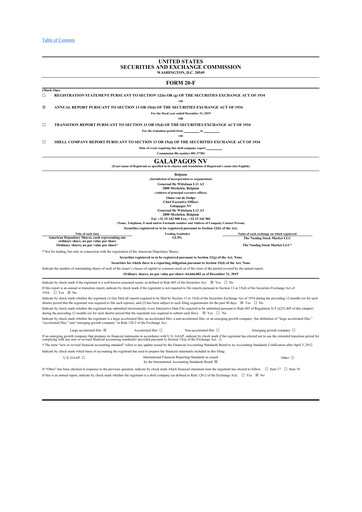 Thumbnail Galapagos NV 20-F Annual Report 2019