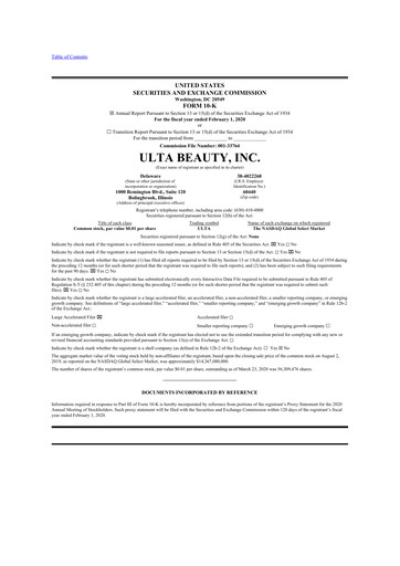 Thumbnail ULTA Beauty
 10-K Annual Report 2019
