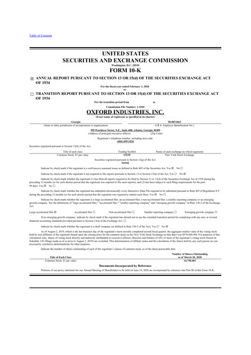 Thumbnail Oxford Industries
 10-K Annual Report 2019