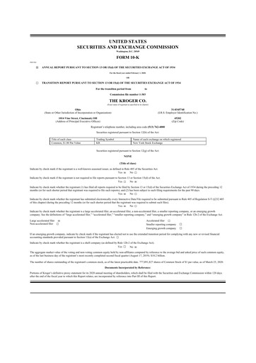 Thumbnail Kroger 10-K Annual Report 2019