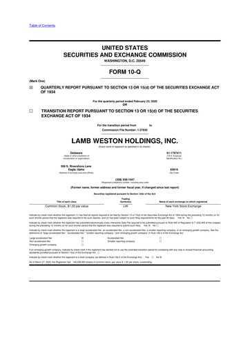 Vorschaubild Lamb Weston 10-Q Quartalsbericht  