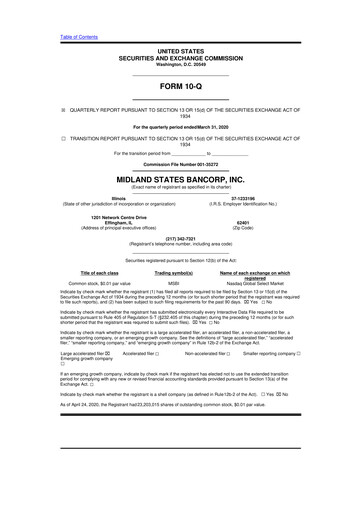 Thumbnail Midland States Bancorp 10-Q Quarterly Report FY2020 