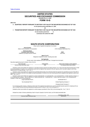 Thumbnail South State Corp 10-Q Quarterly Report FY2020 