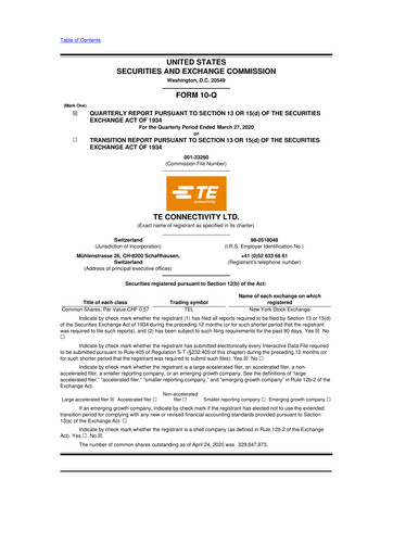 Thumbnail TE Connectivity
 10-Q Quarterly Report FY2020 